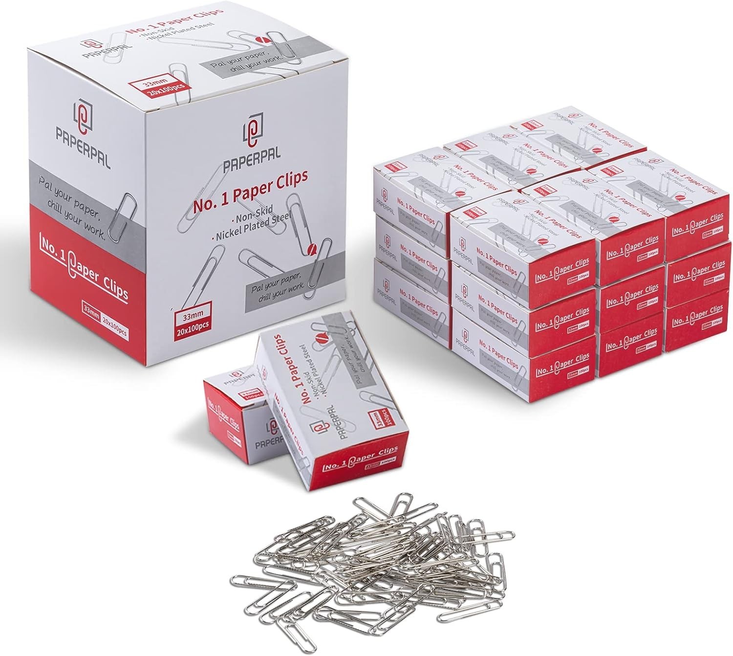 2000 Non-Skid Silver Paper Clips, 1-2/7″ Durable Alloy – Perfect for Office Use