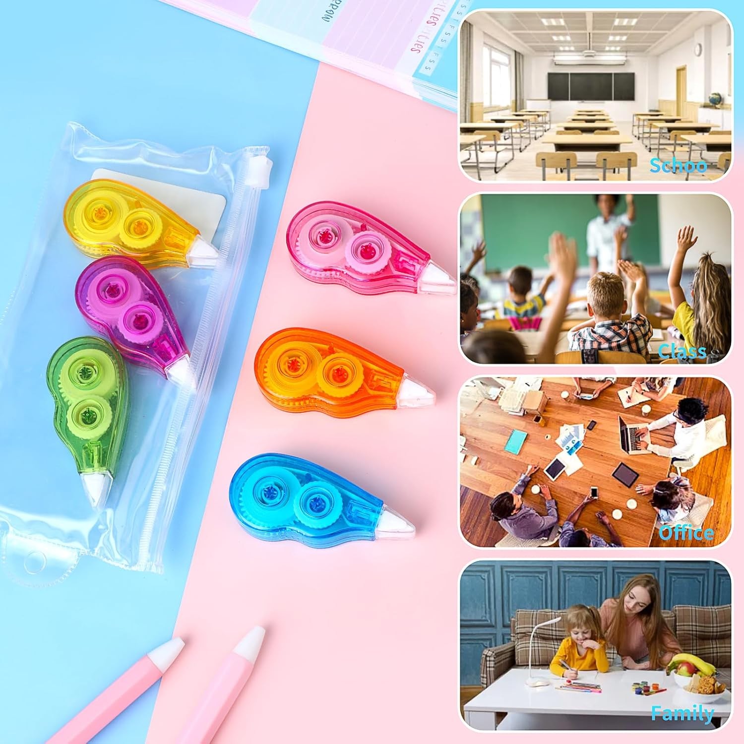 6 Pack White Out Correction Tape Easy Apply No Drying Instant Writing Fix