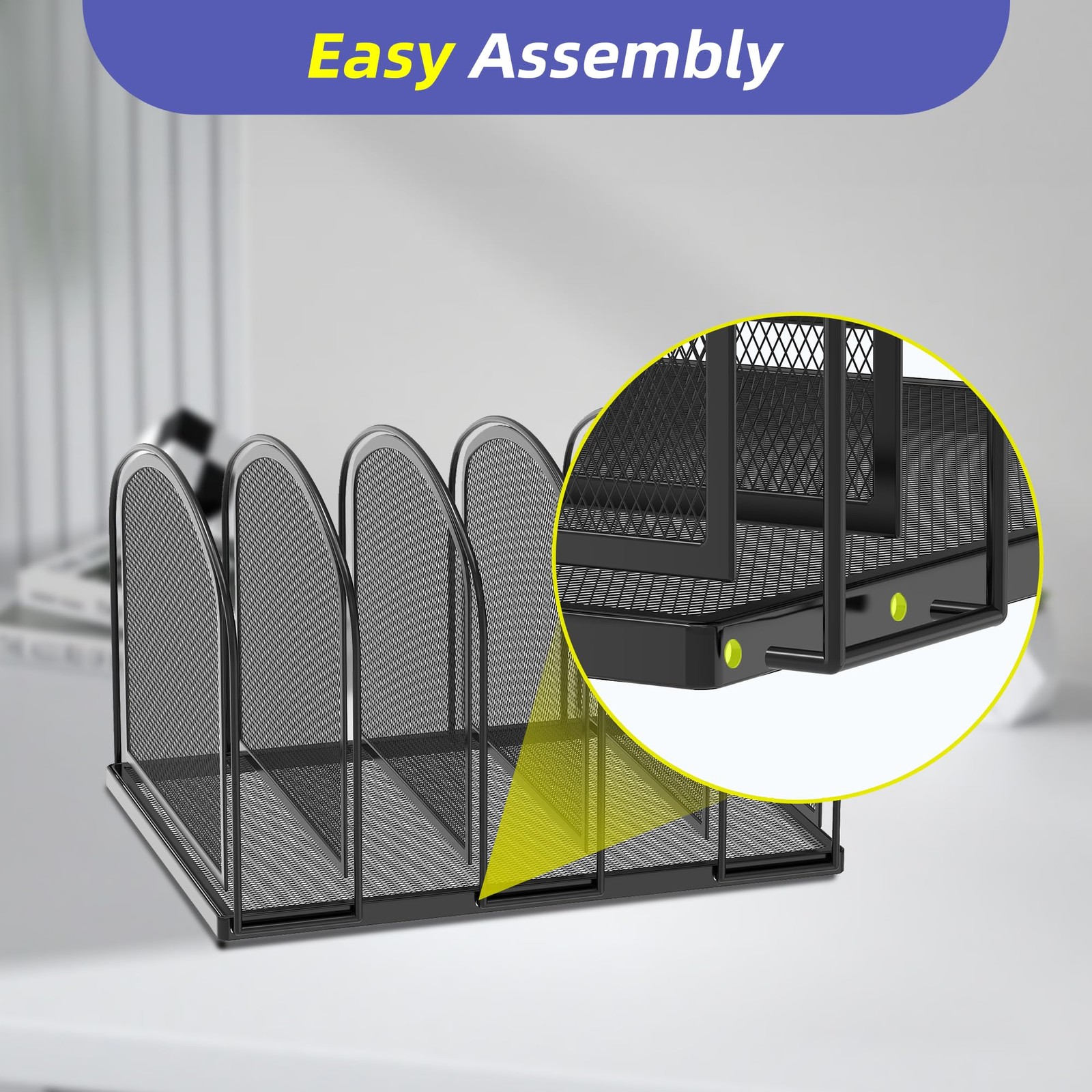 File Organizer for Desk 5-Section Mesh Vertical Holder Desktop Sorter Folder USA