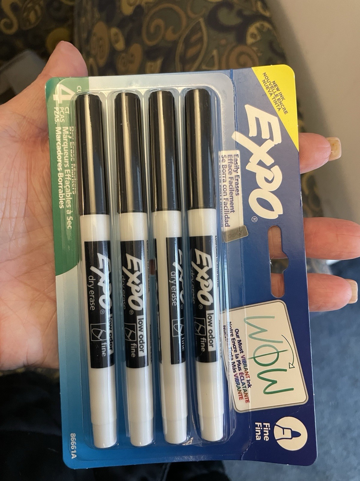 6 Packs EXPO Fine Tip Low Odor Dry Erase Markers, Black, 4-Pack 24 Total.