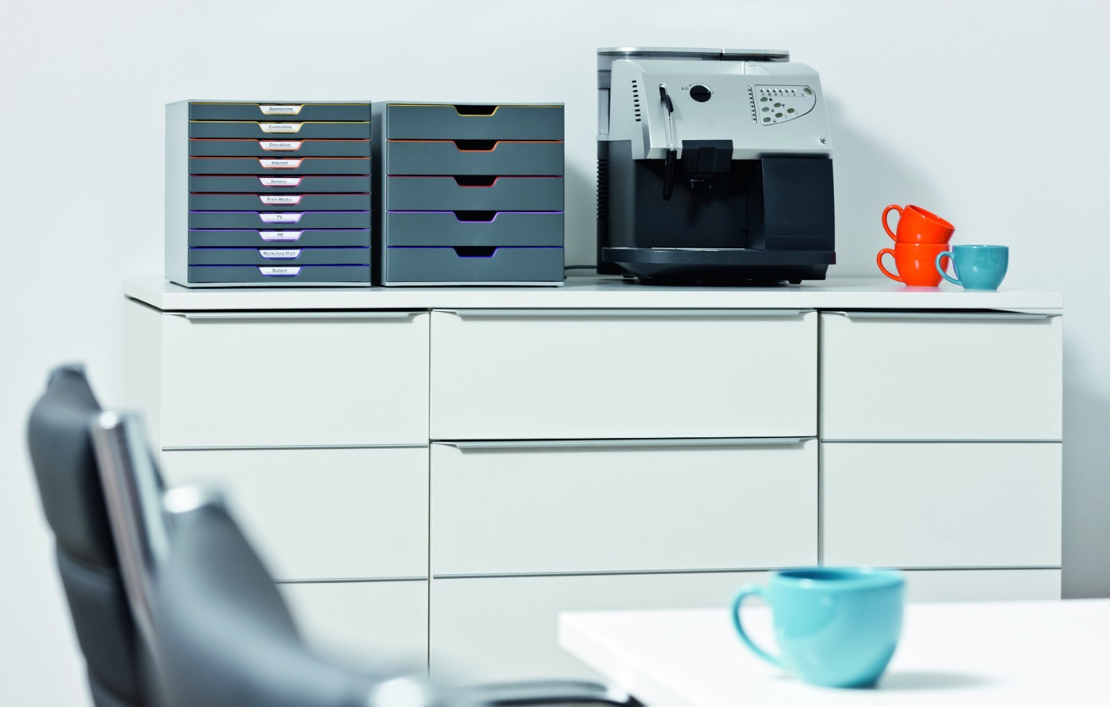 VARICOLOR 5 Drawer Color Coded Desktop Organizer Letter Size Gray Durable