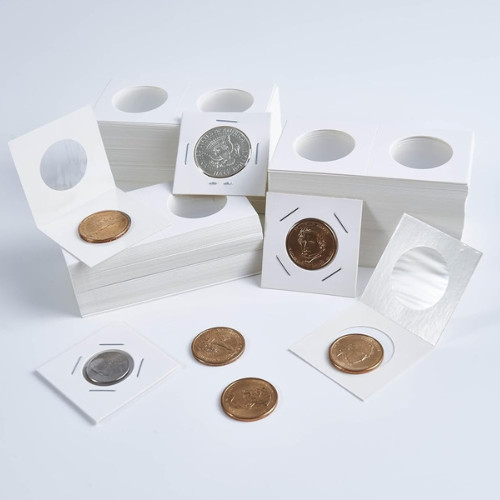 600PCS Coin Flips in 6 Sizes Cardboard Coin Holders for Colletors 2X2 Inch Coin