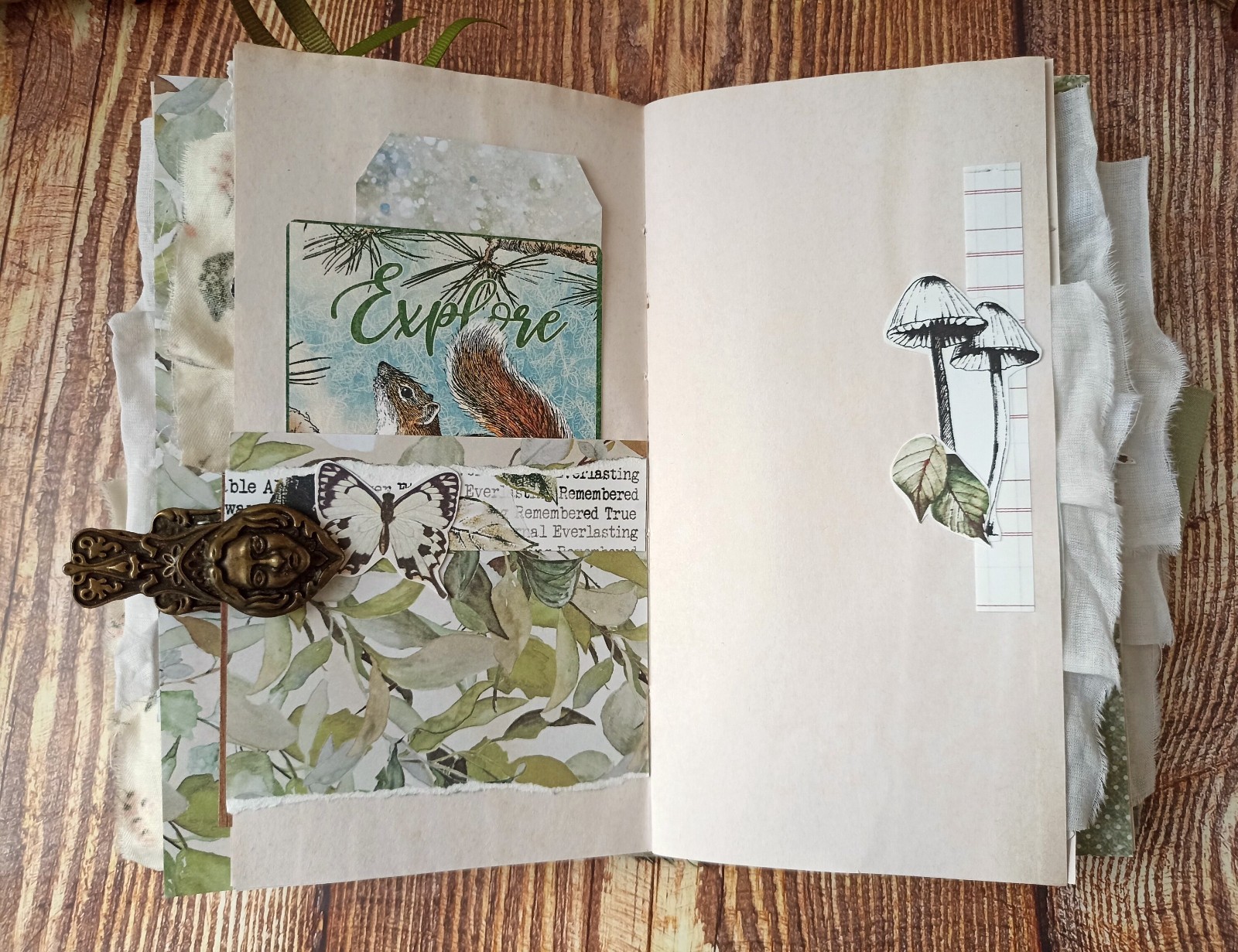 Junk Journal Handmad Forest Travel Notebook for Sale Botanical 8×4 in