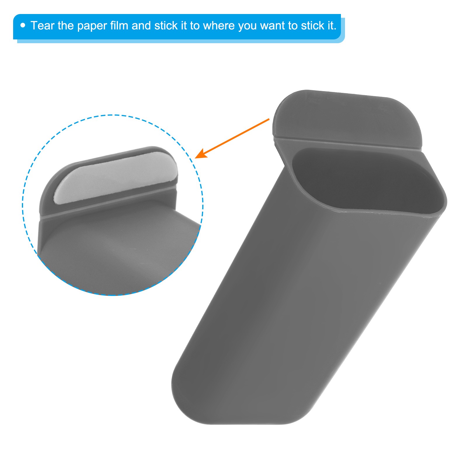 2 x DIY Screen Pen Holder Pencil Holder Self-Adhesive Pencil Cup Square Grey