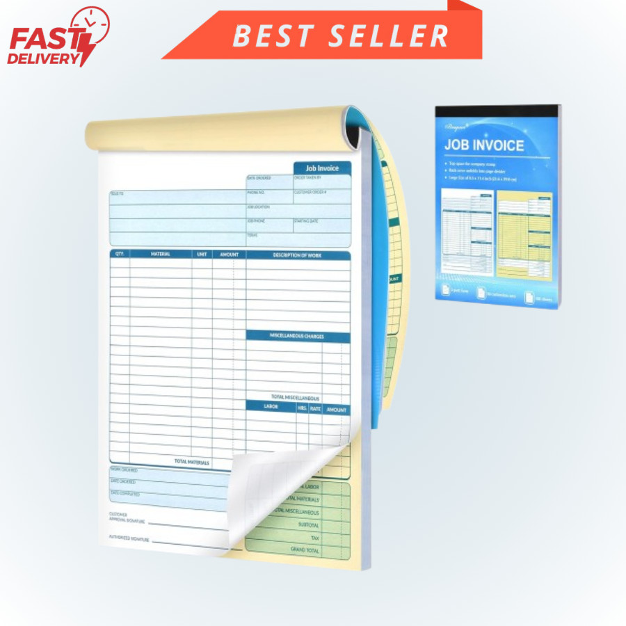 Large Job Work Order Forms, Job Invoice Forms/Receipt Book with Carbonless Co…