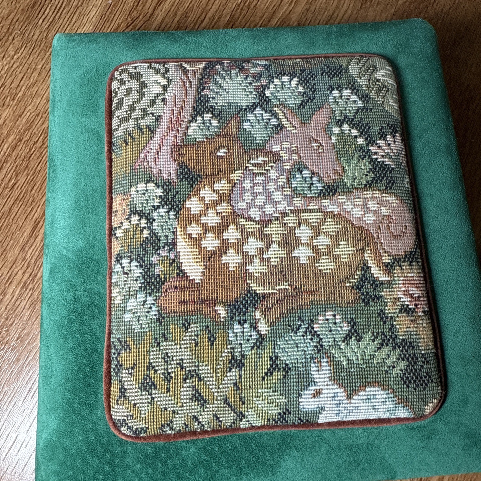 Vintage Paddy Gordon Tapestry Address Book Green Padded Deer Fabric Binder
