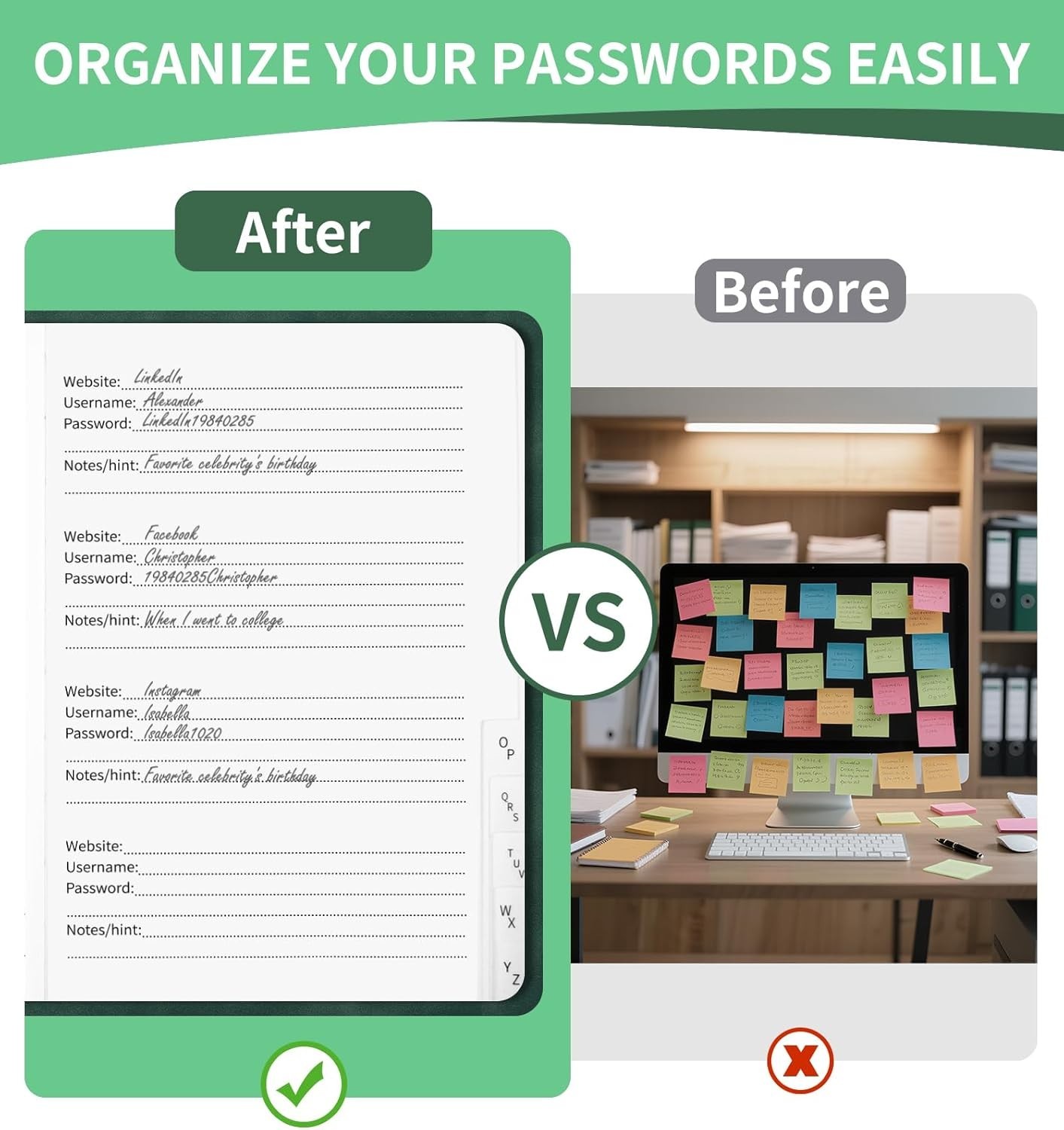 Password Book with Alphabetical Tabs, 4.5″x5.9″Small Pocket Password Keeper B…