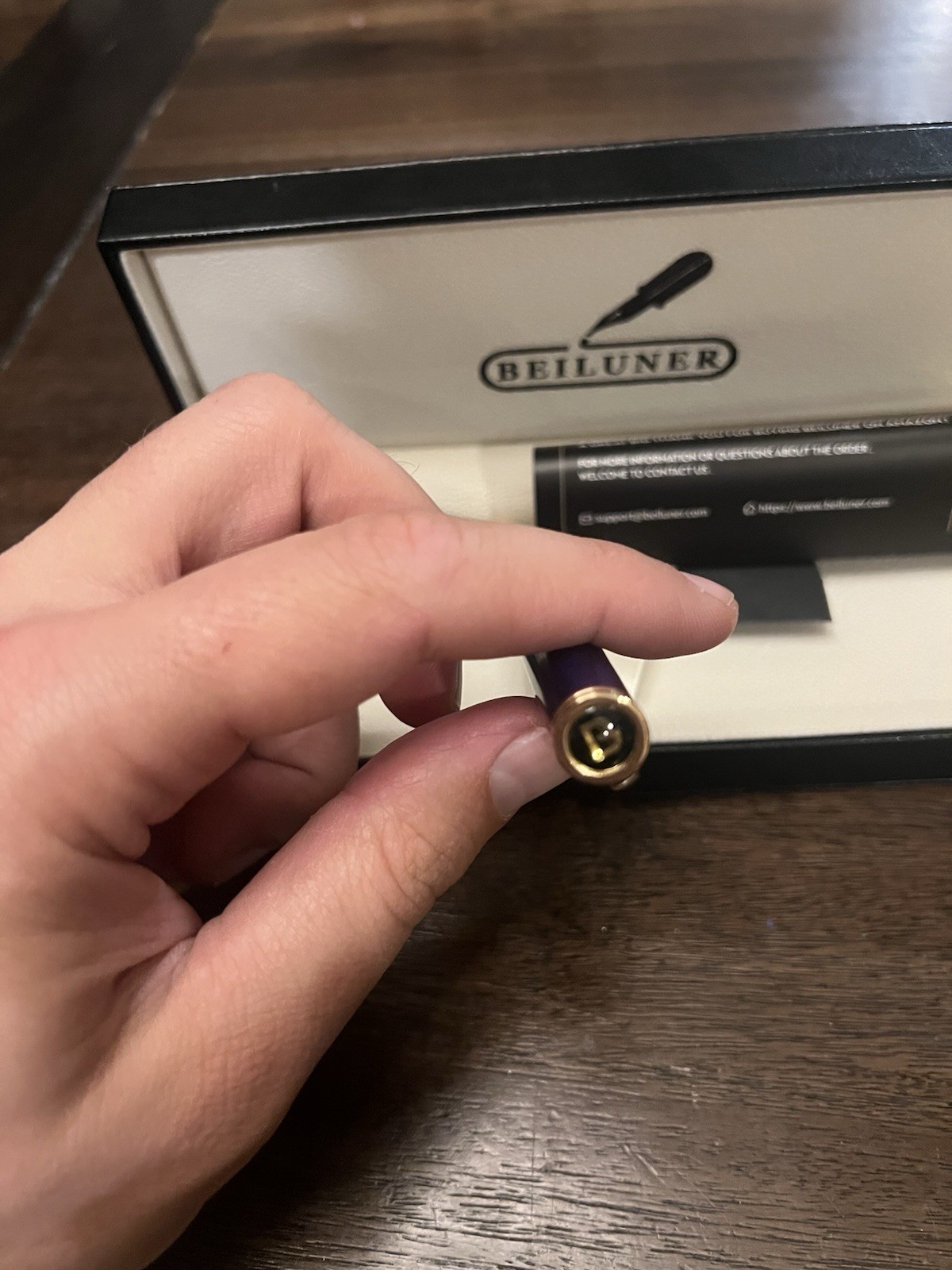 BEILUNER Blue Lacquer Gel Pen – Stunning Luxury Pen with 24K Gold Finish