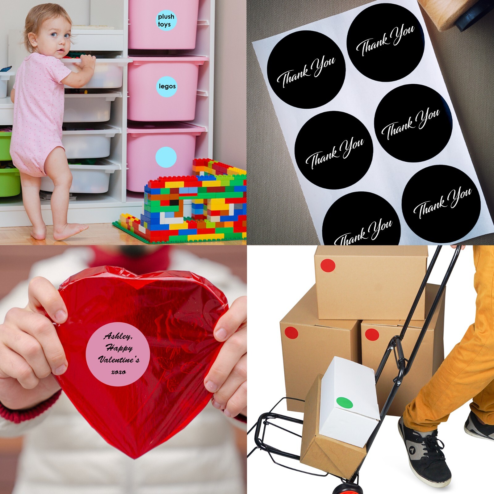2 Inch Neon-Red Dot Stickers Large Round 50mm 1200 Pack on Rolls
