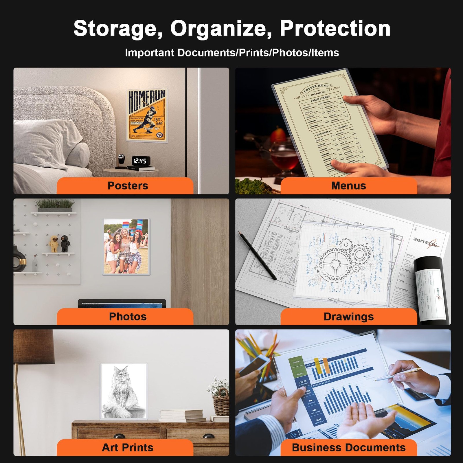 5 Pack 8″ x 10″ Rigid Print Protectors Clear Hard Plastic Sheet Protectors To…