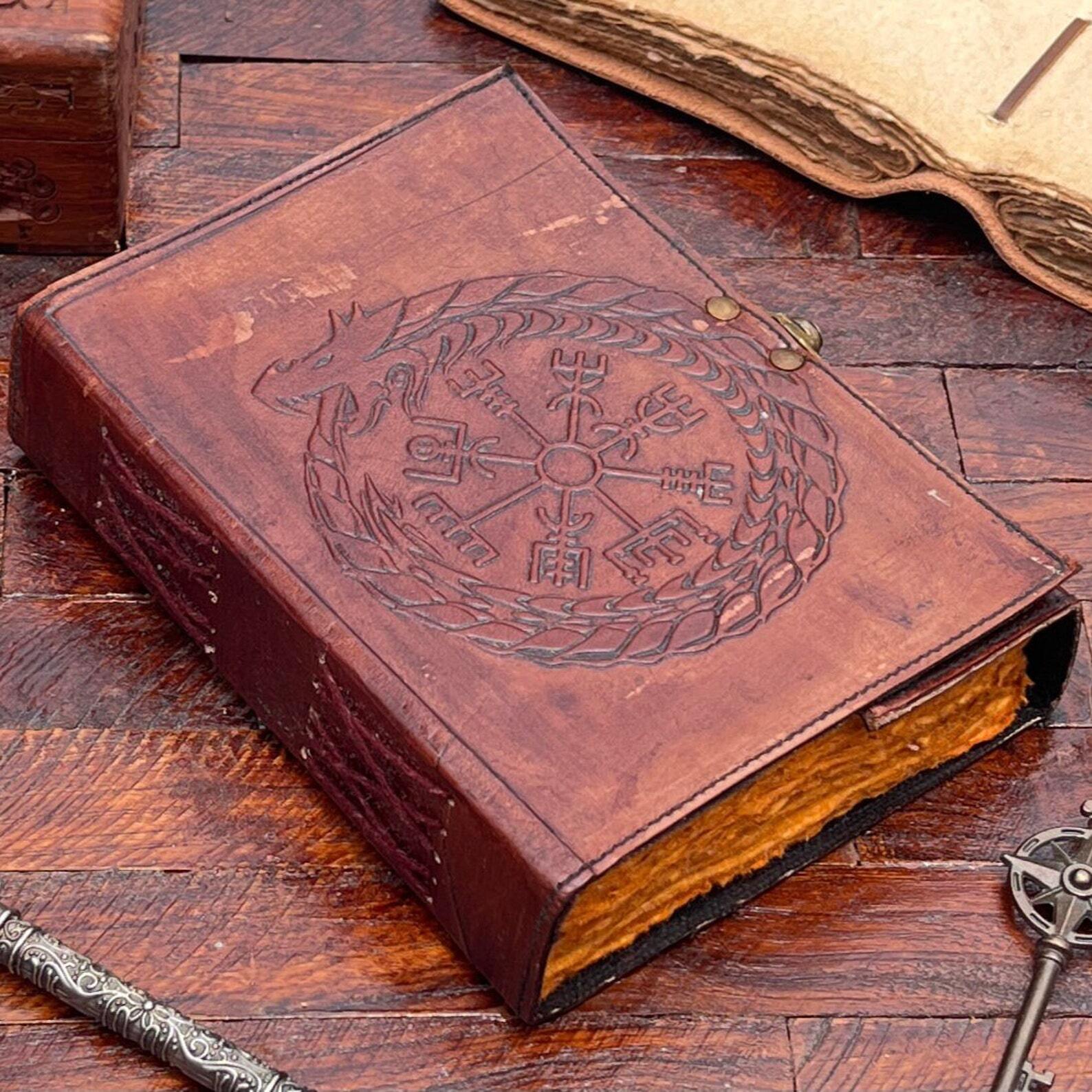Handmade Dragon Journal Wheel of Fortune Embossed Leather Diary For Unisex Adult