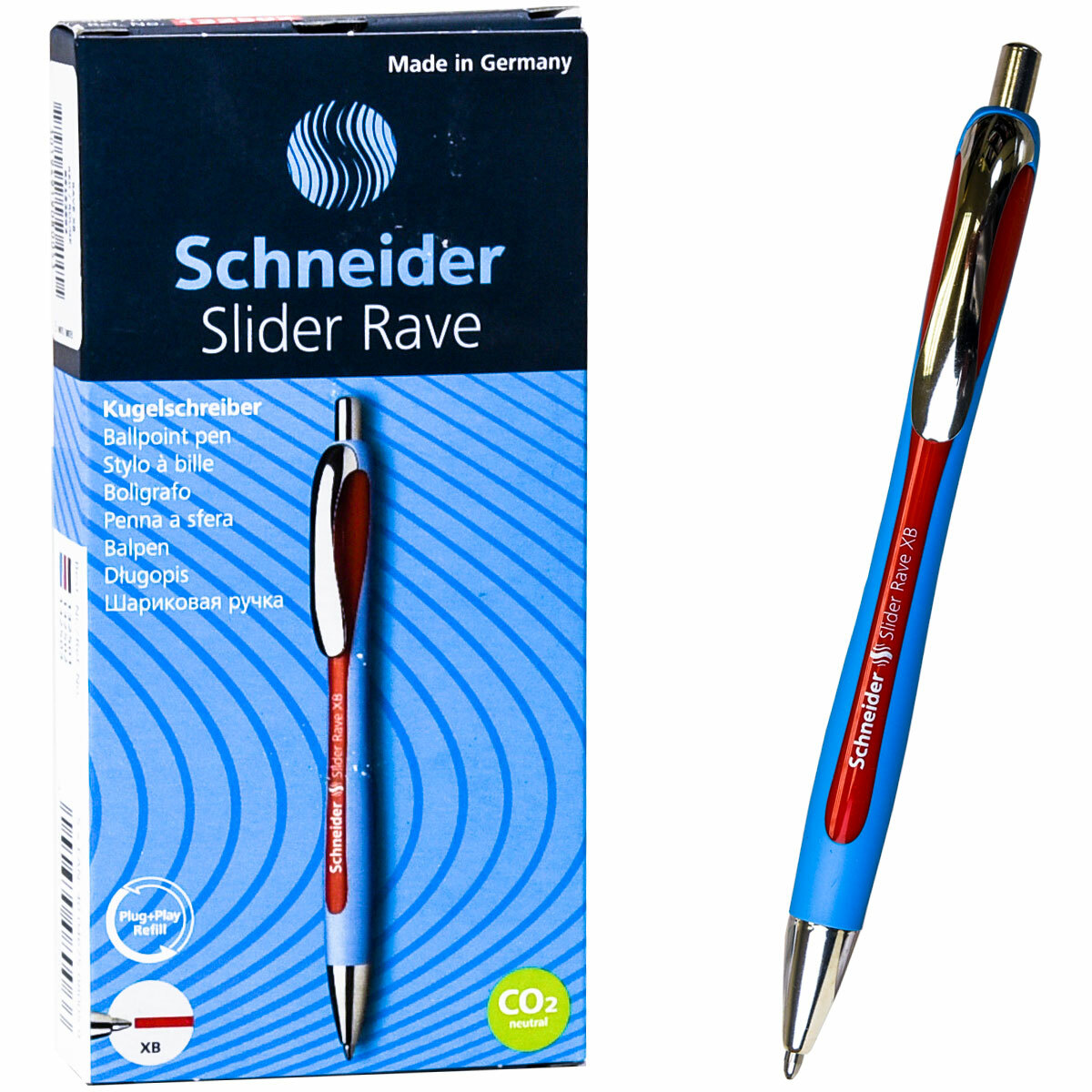 Schneider 132502 Slider Rave XB Pen, Red Ink, 1.4mm Extra Bold, Box of 5 Pens