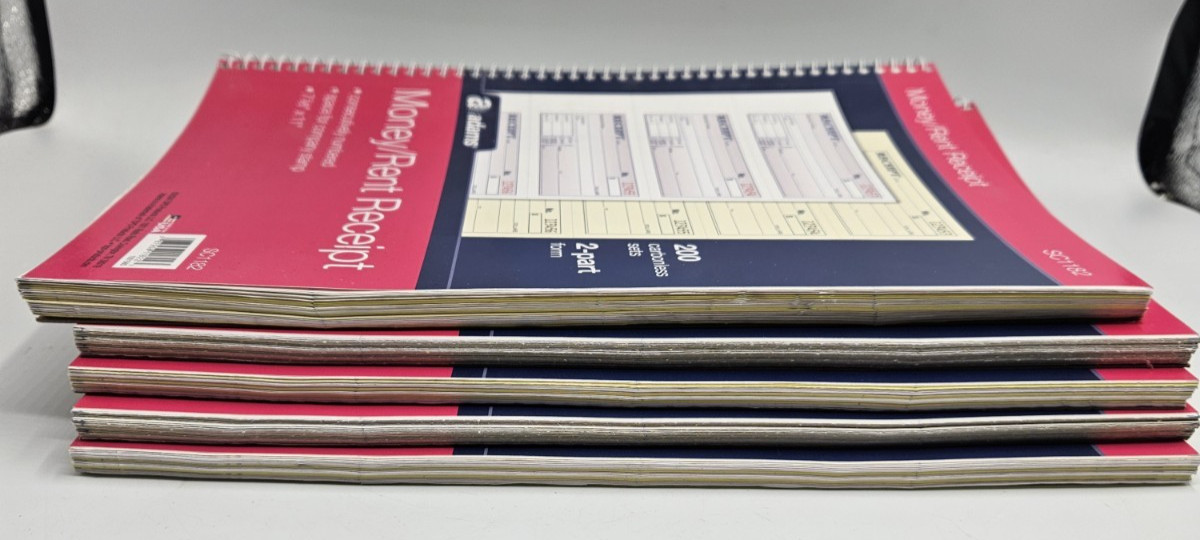 Adams Money & Rent Receipt 2-Part Carbonless Spiral Bound 200 Sets per Book -5pk