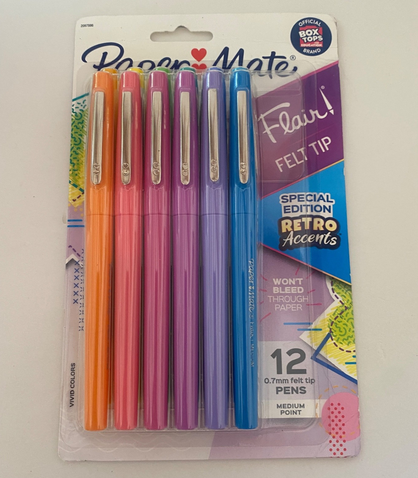 Paper Mate Flair Felt Tip Pens Medium 0.7mm Assorted Retro 12 Count