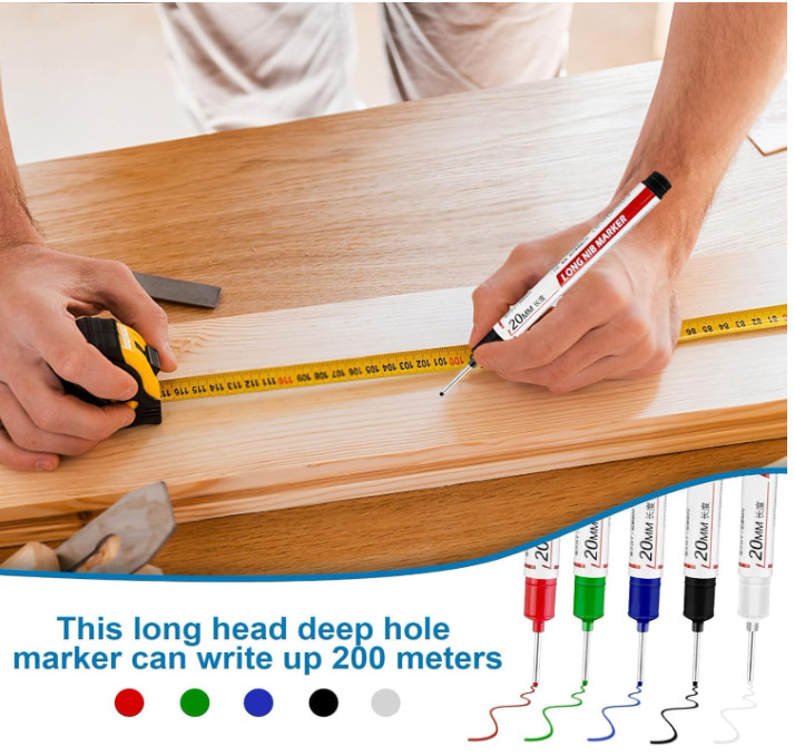 10 Pcs Long Head Deep Hole Marker, 2025 New 20mm Long Nib Marker Pens Permanent