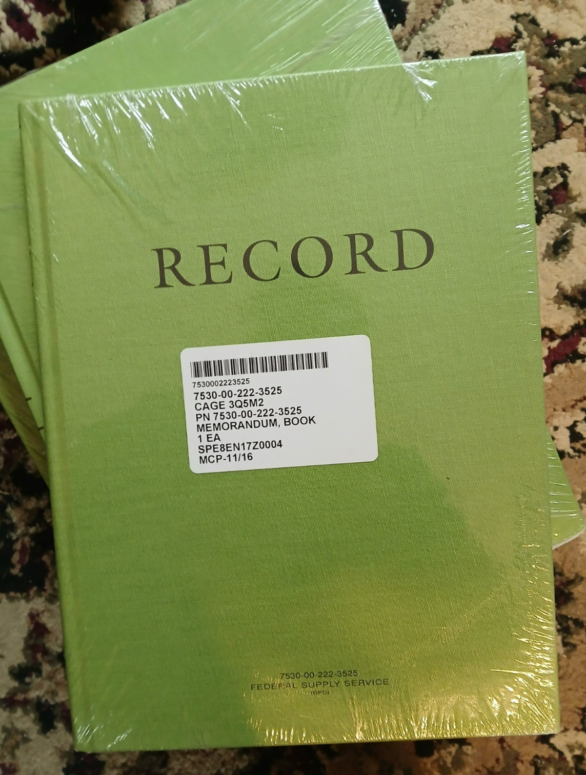 Green Record Book 8 1/2 x 10 Hard Cover Lined Notebook – Fed. Supply Services