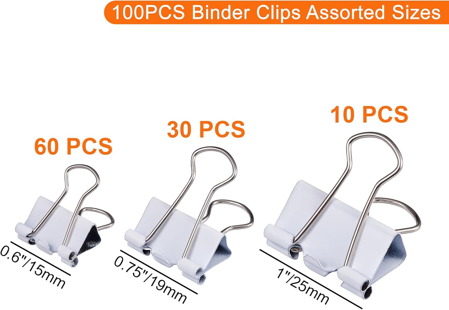 Binder Clips Assorted Sizes, White Binder Clips Set for Office and Home Use – Pa