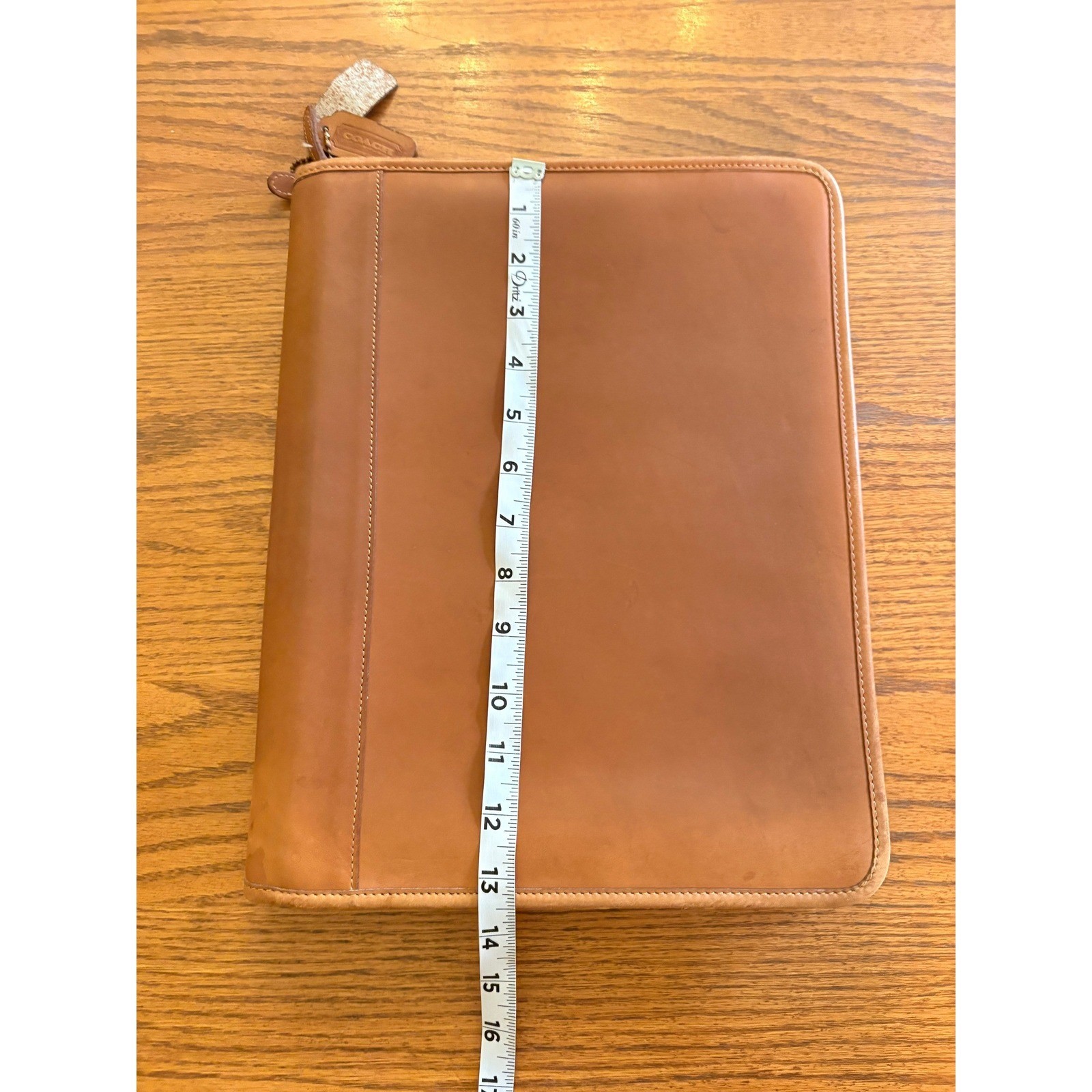 Coach Vintage Tan Leather Zip Around Portfolio Organizer Document Case Tan