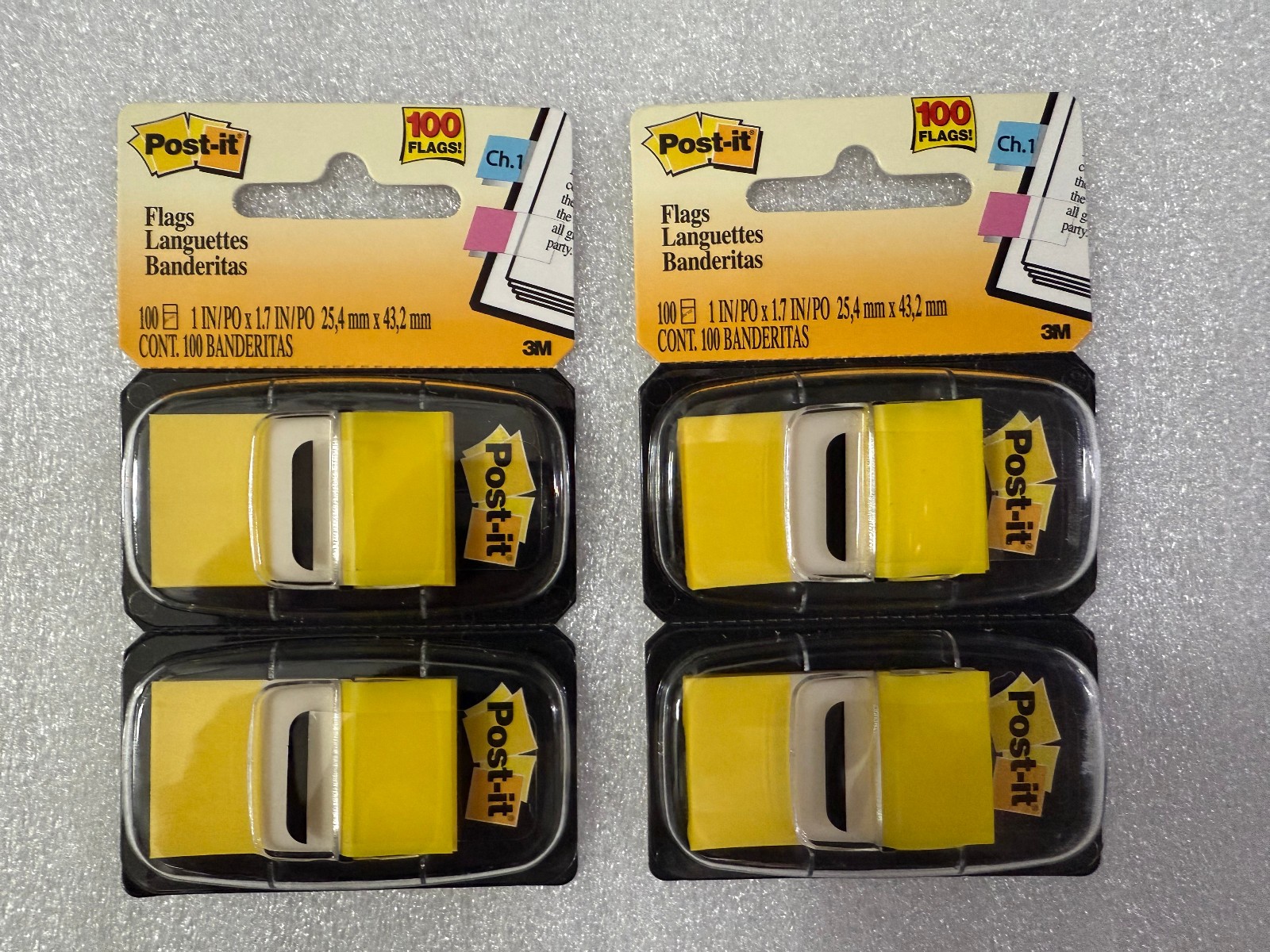(2 PACK) POST-IT FLAGS 680-YW2, YELLOW 1 x 1.7″, TOTAL OF 200