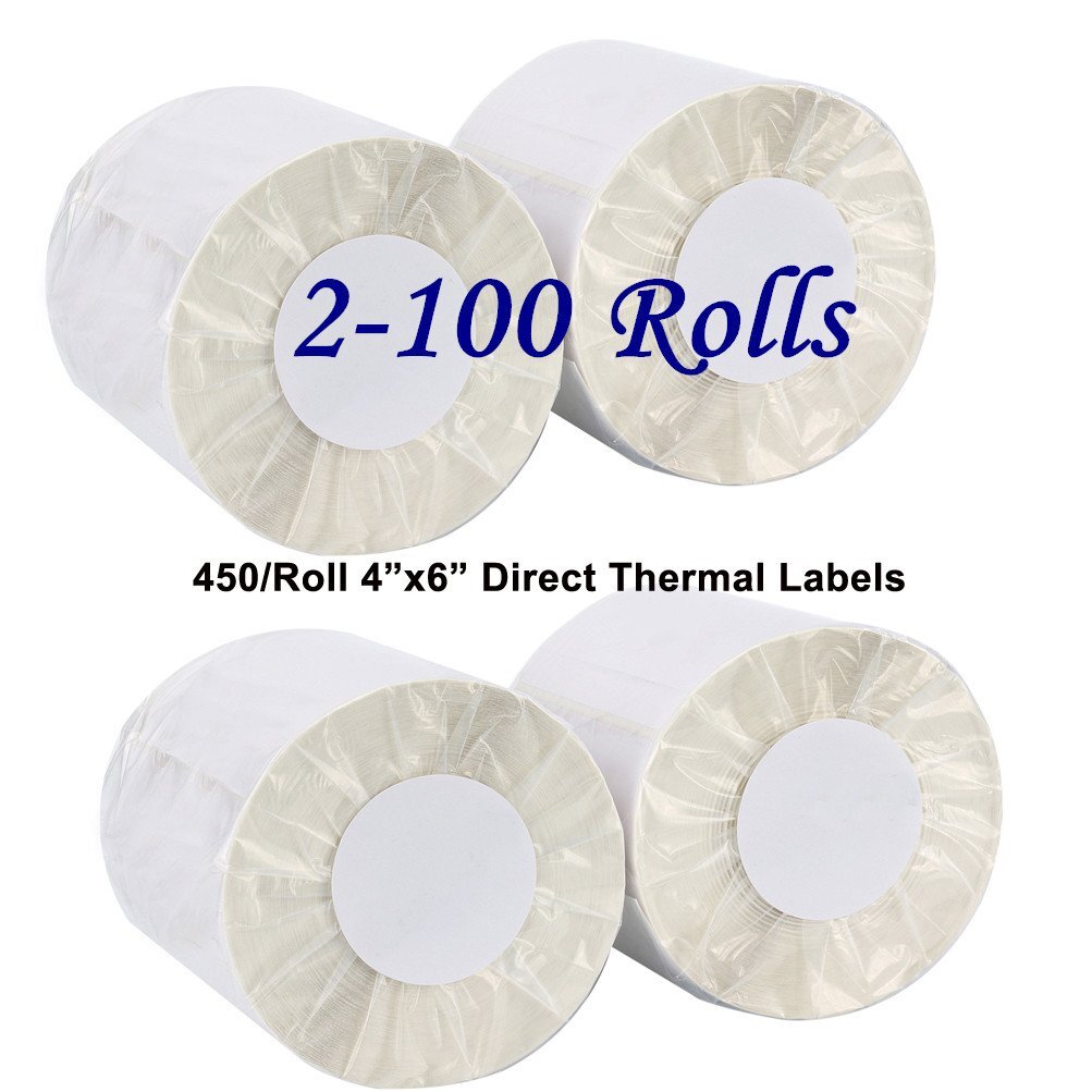 2-100 Rolls 450/Roll 4×6 Direct Thermal Shipping Postage Labels Zebra ZP450 USPS