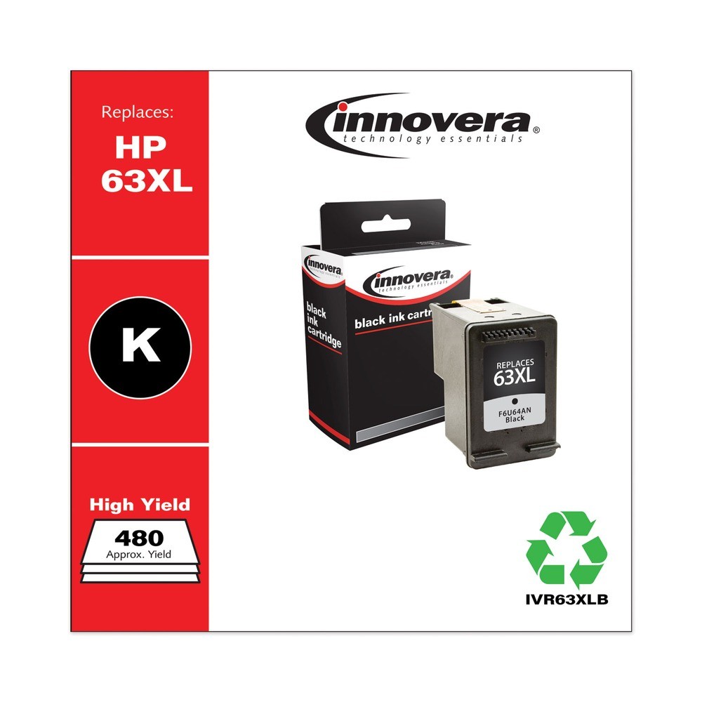 Innovera 63XLB 480 Page-Yield Remanufactured Ink – Black Certified Refurbished