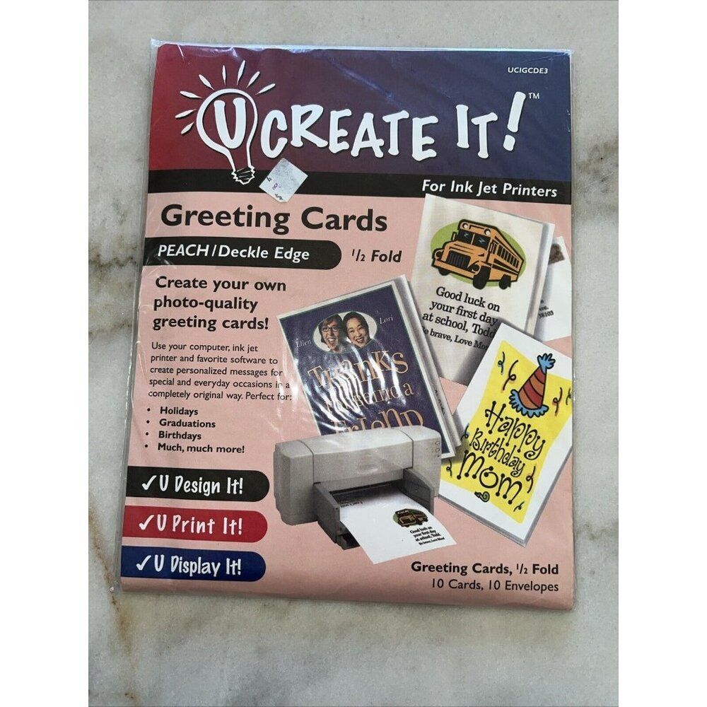 2004 U Create It Ink Jet Printers Greeting Cards/Print & Stick Project Paper New