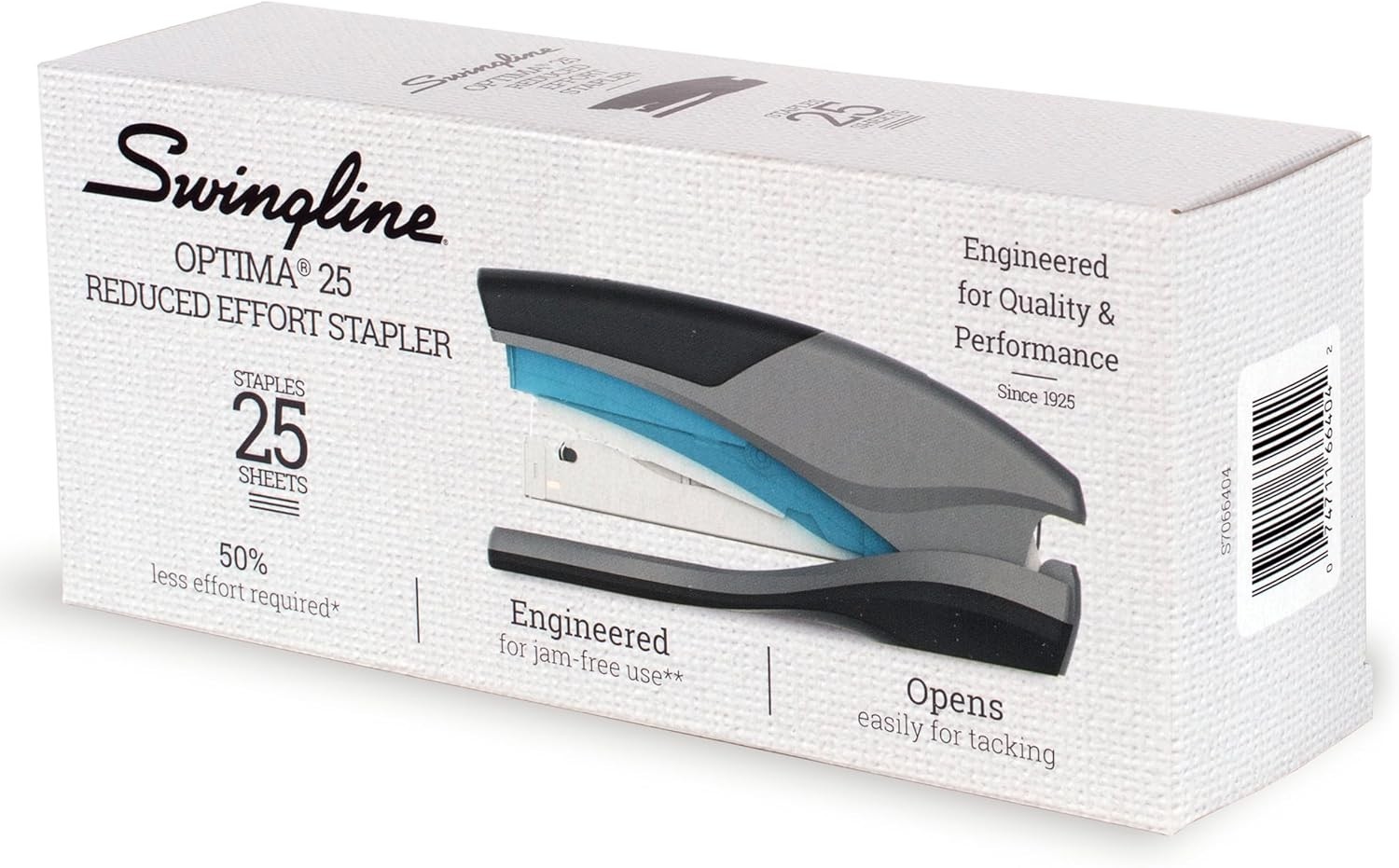Stapler, 25 Sheet Capacity, Optima 25, Jam Free, Reduced Effort, Soft Grip, B…