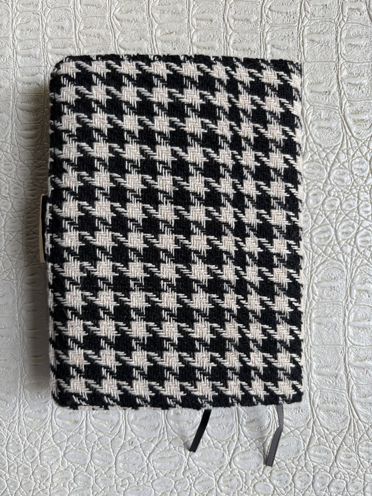 Mini Journal Planner Cover Houndstooth Check Black White Datebook Agenda A6 Size