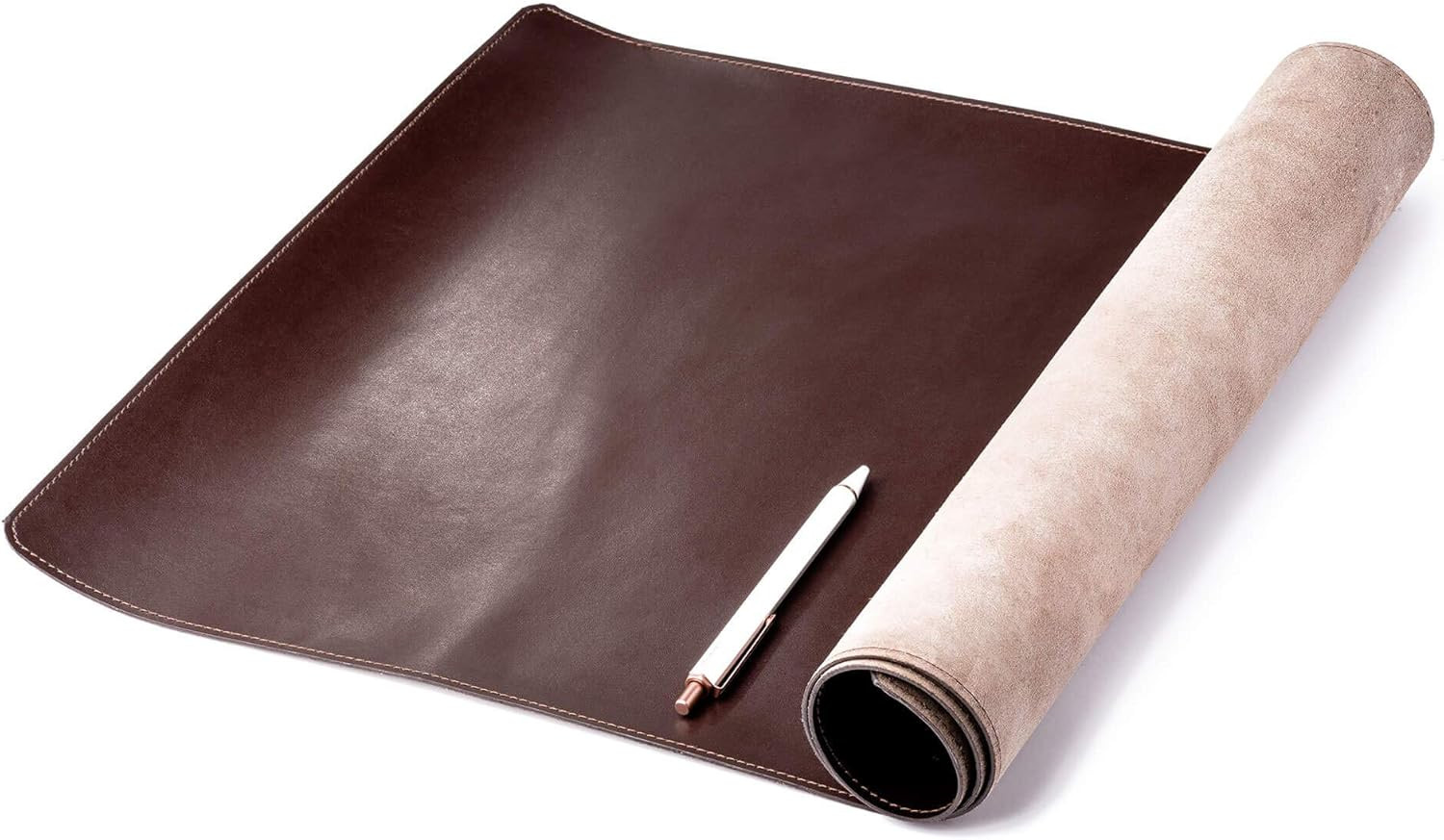 Bonded Leather No Core Rollable Desk Mat/Pad – Luxury Leather Desk Blotter for W