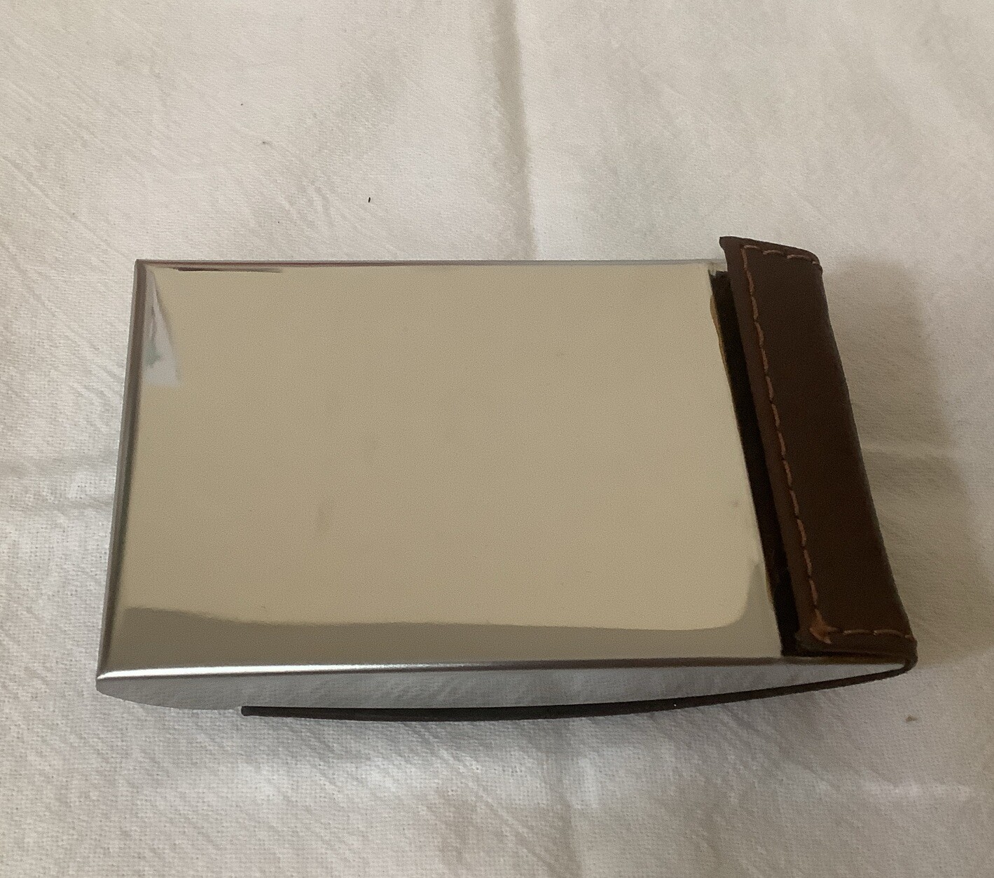 New Business Card Holder Brown Faux Leather
