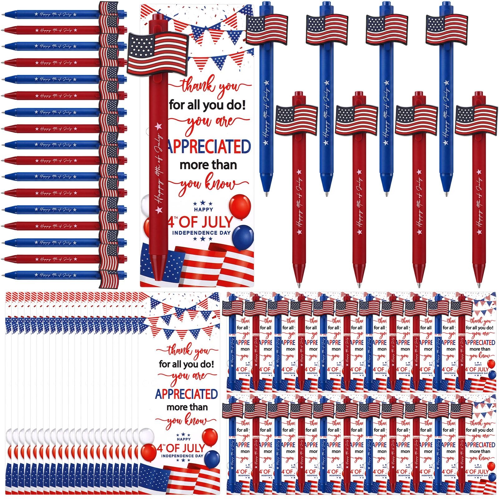 Gersoniel 100 Sets 4th of July Gifts Bulk Patriotic 1 Count (Pack 100)