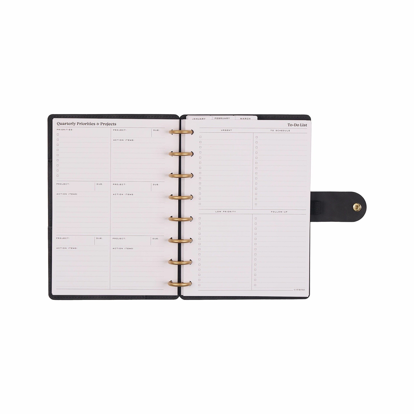 Blue Sky Citrine 2026 Calendar Planner Weekly New Year Faux Black Suede Ribbon