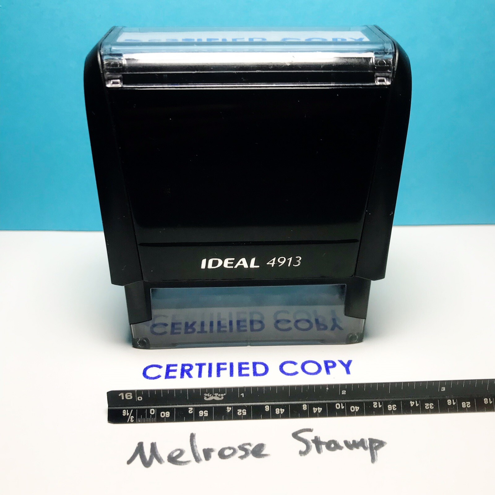 Certified Copy Rubber Stamp Blue Ink Self Inking Ideal 4913