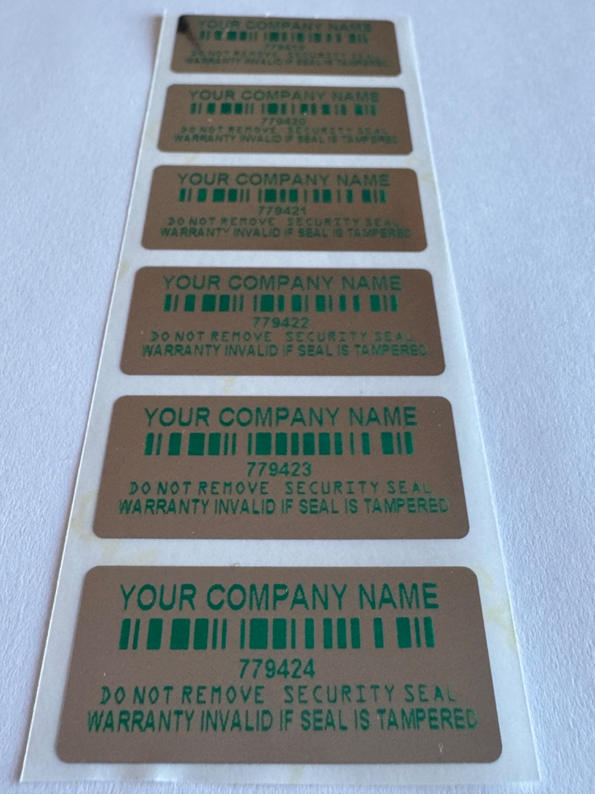 [QTY 250] CUSTOM GREEN PRINTED WARRANTY TAMPER EVIDENT VOID STICKERS LABELS