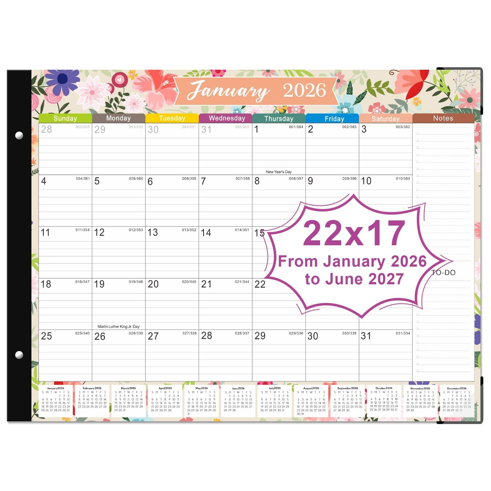 Desk Calendar 2026-2027 – 22″ x 17″ Large Desk calendar – 18 Mouths From Janu…