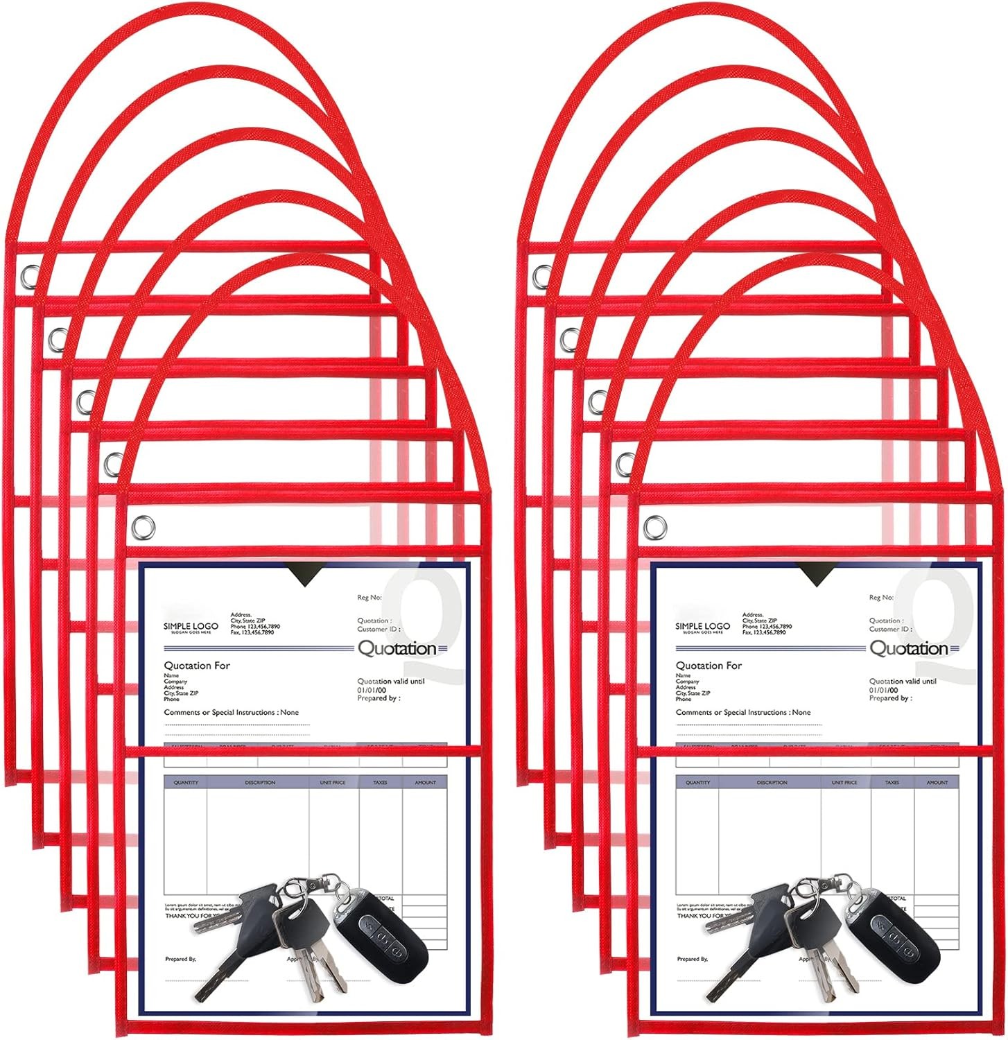 Epakh 30 Pack Work Order Plastic Sleeves Repair 9 x 12 Inch Red