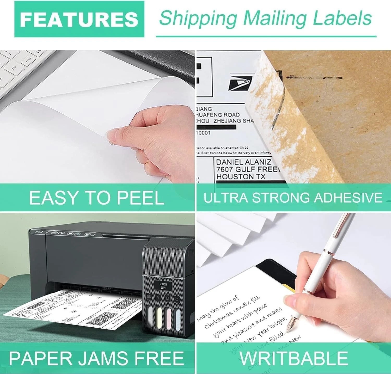 50 8.5×5.5 Shipping Address Labels Half Sheet Self Adhesive for Laser ink