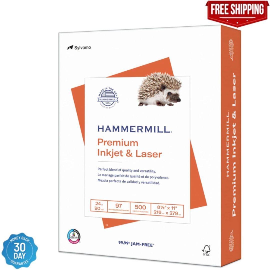 Hammermill Printer Paper, Premium Inkjet & Laser Paper 24 Lb, 8.5 X 11