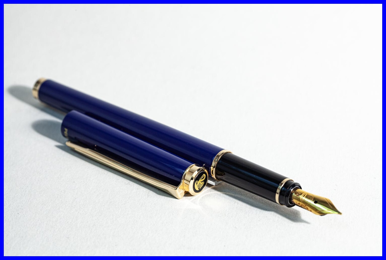 New Classic PELIKAN P 371 Fountain Pen in Blue & Gold with Medium Steel Nib