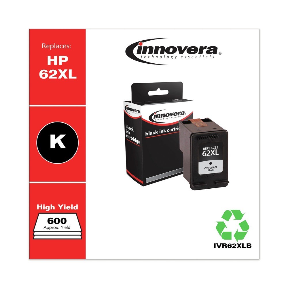 Innovera 62XLB 600 Page-Yield Ink for C2P05AN – Black Certified Refurbished