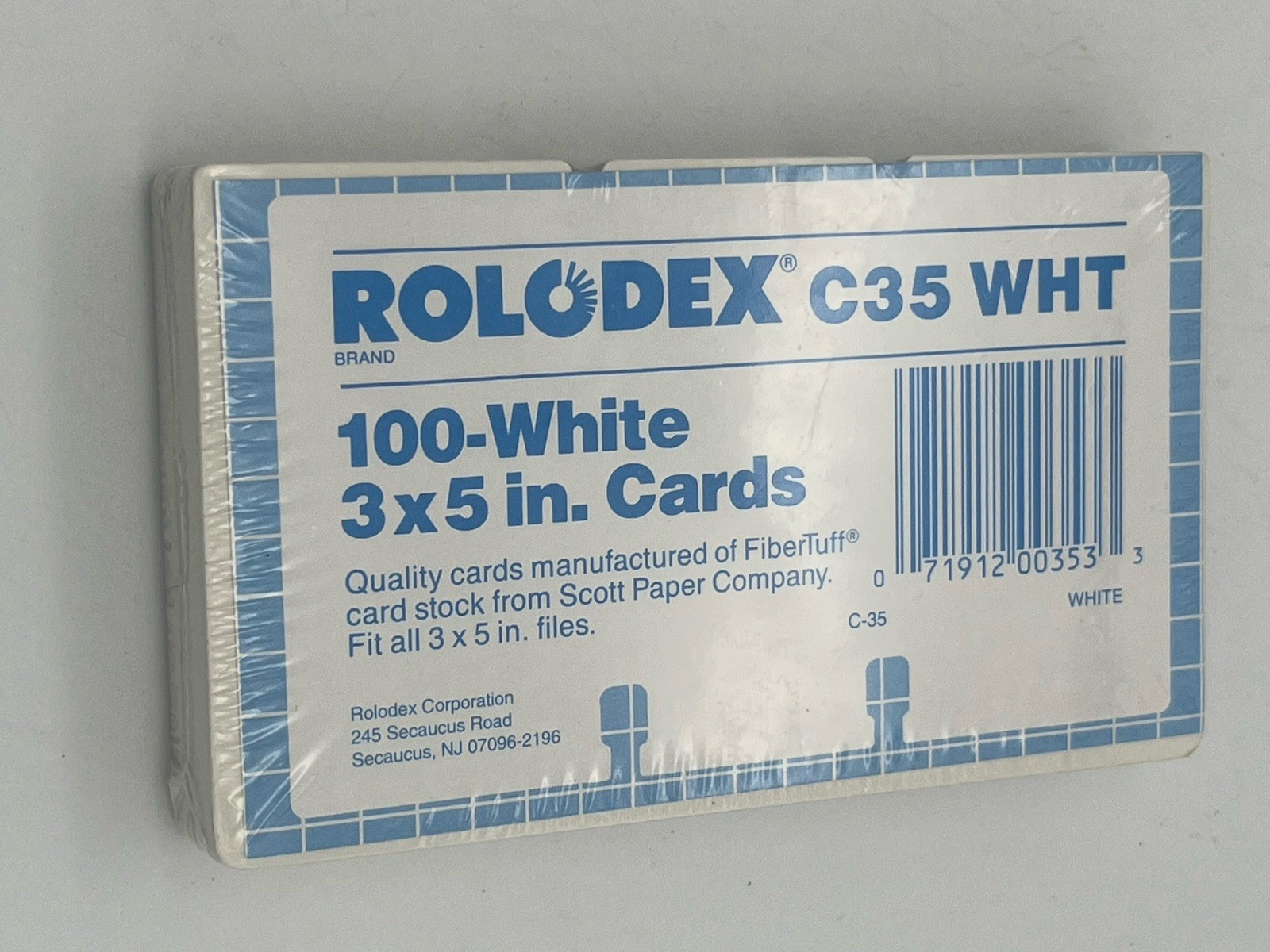 Rolodex Slotted Cardstock Rotary Cards 3 x 5″ White 100 New Sealed C35 WHT