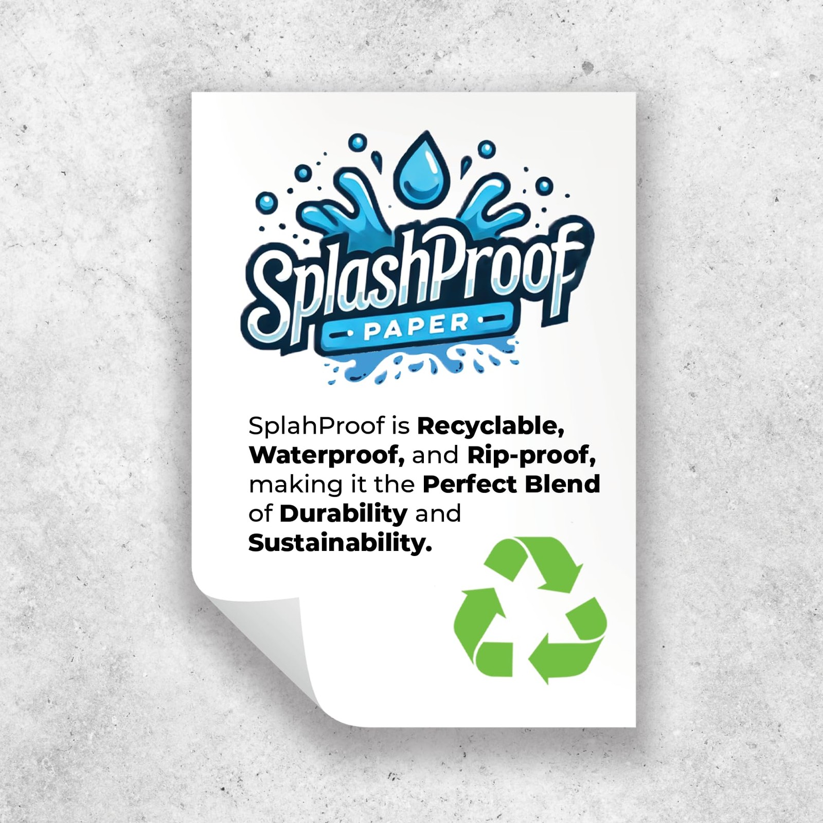 SplashProof Printer Paper – 8.5″ x 11″, 10 Mil Waterproof Paper, Laser White