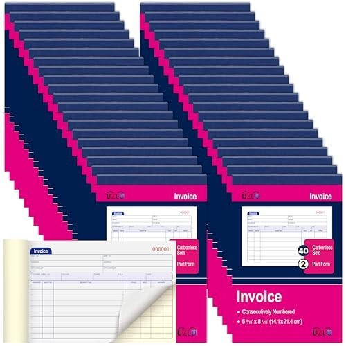 40-Pack Carbonless Invoice Book 2-Part 5-9/16″ x 8-7/16″ with Cover