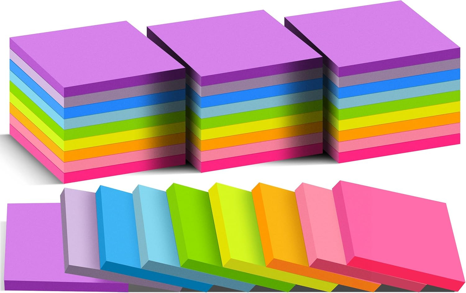 3X3 Sticky Notes 36 Pads, 9 Bright Colors Self-Adhesive Memo Pads, Strong Adhesi