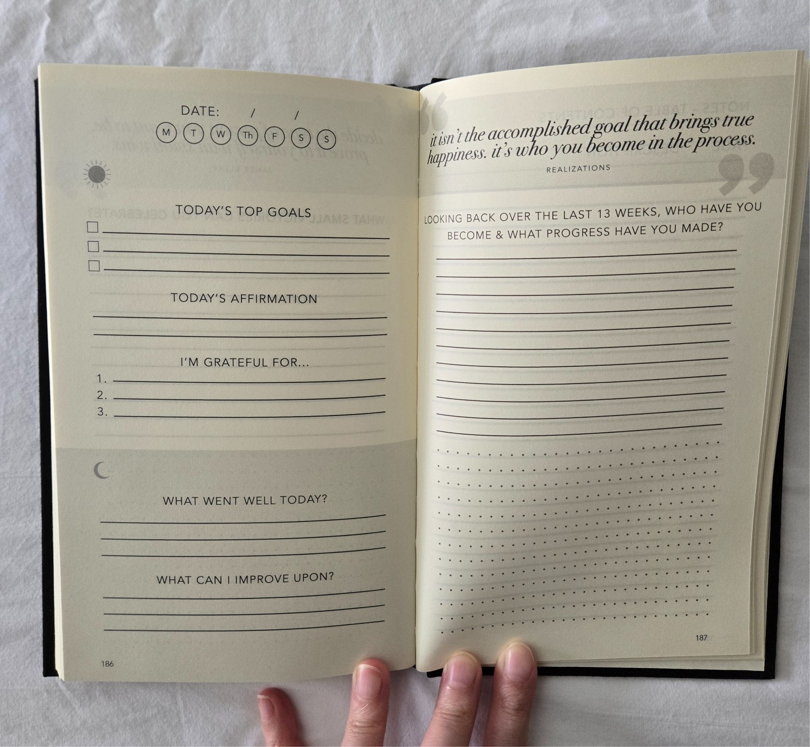Intentions Journal – Black Cover, Daily Check-Ins (See Description)