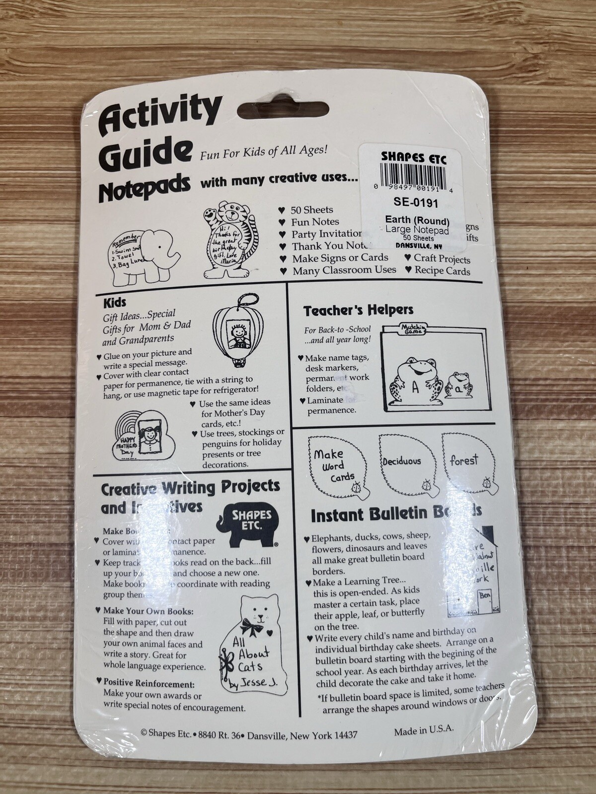 Vintage Shapes Etc planet earth Mini Notepad 35 Sheets 1991 Flat Earth Planets