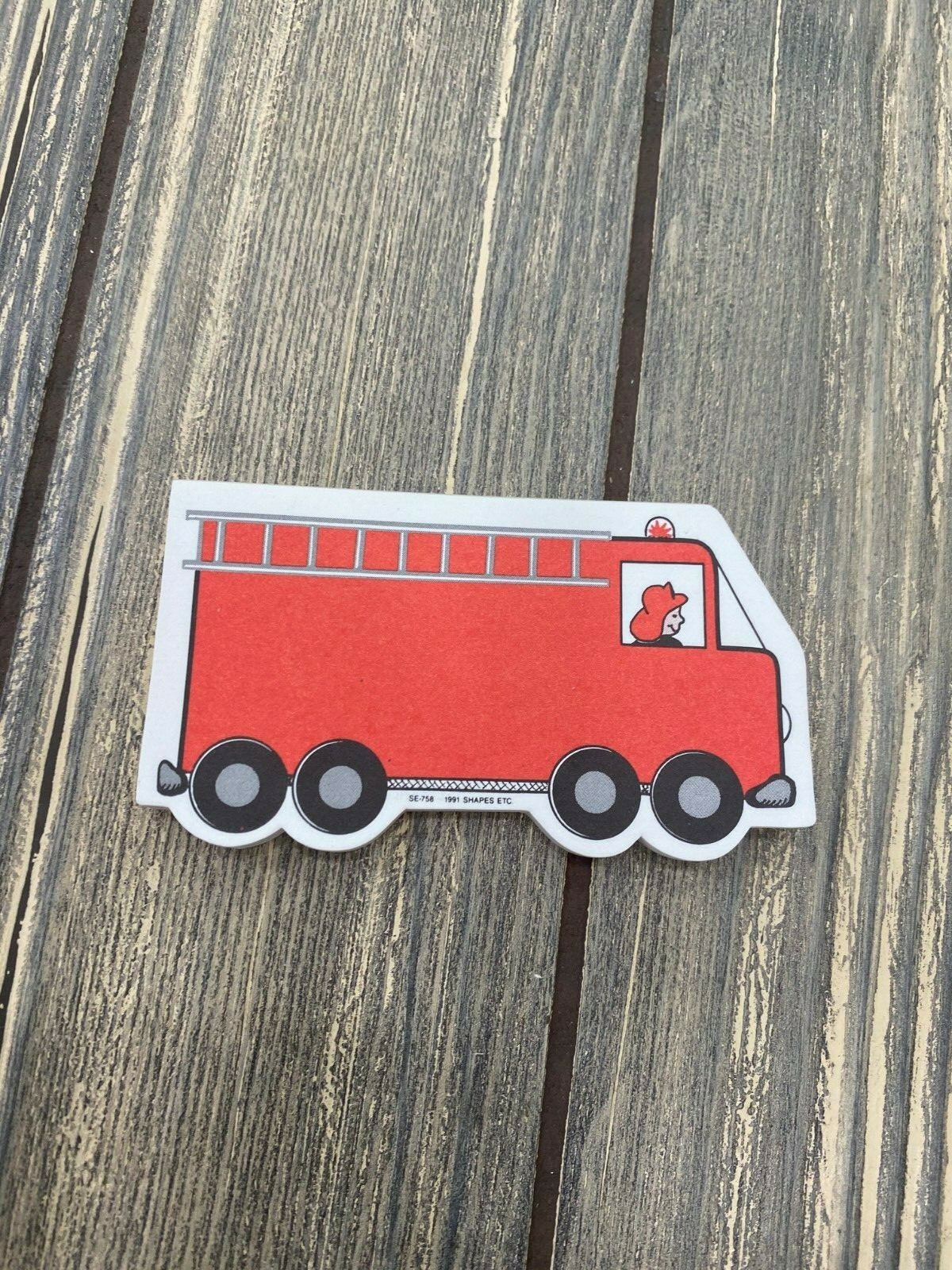Vintage Shapes Etc Mini Notepad Firetruck Fireman 1991 3.5″