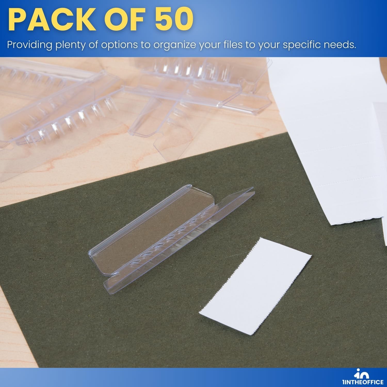 Clear Hanging Folder Tabs, and Inserts 3-1/2″ x 5/8″, 50/Pack (3 1/2″)