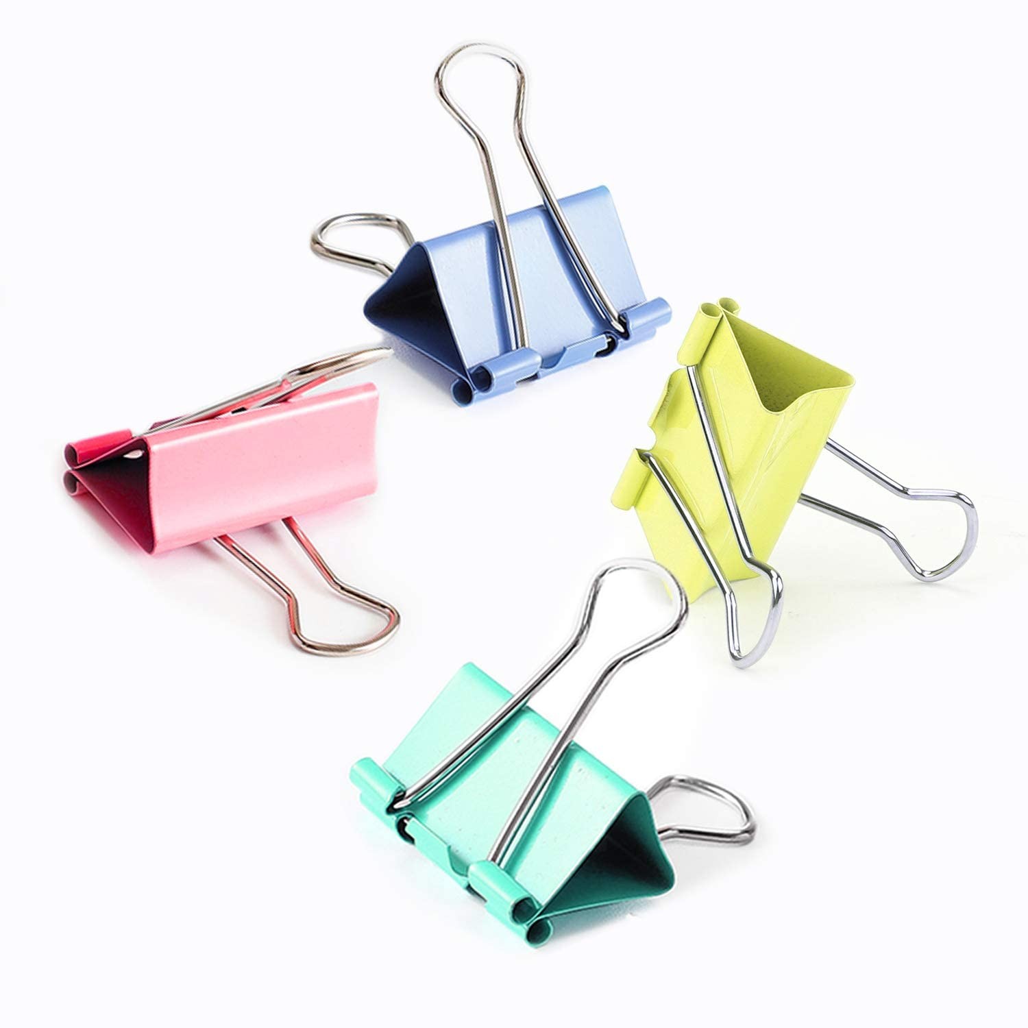 80 Pack 3/4 Inch Standard 19mm Multicolor Metal Binder Clips