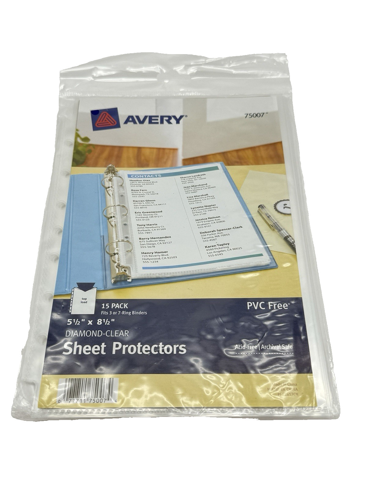 Avery 75007 Diamond Clear 15 Sheet Protectors 8.5” x 5.5” 3 or 7 Ring Acid-Free